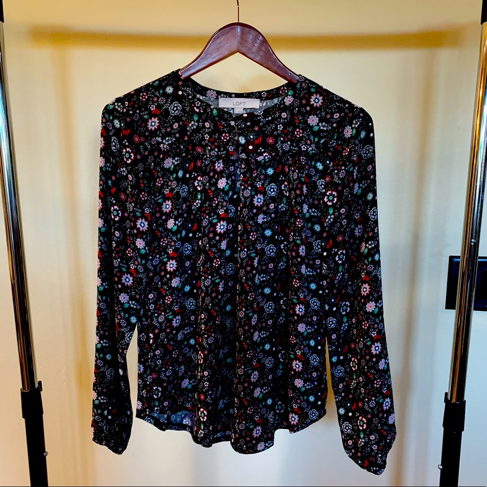 Black, floral blouse